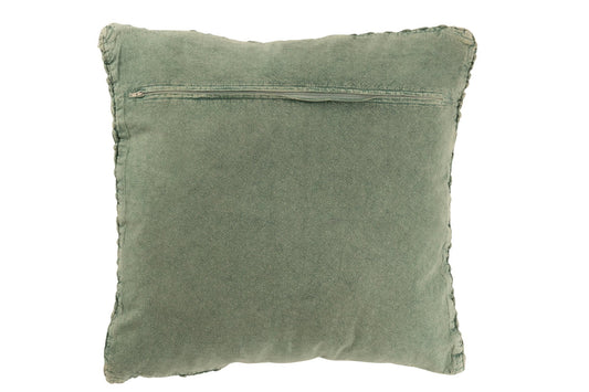 Cushion Knitted+Braid Cotton Washed Green