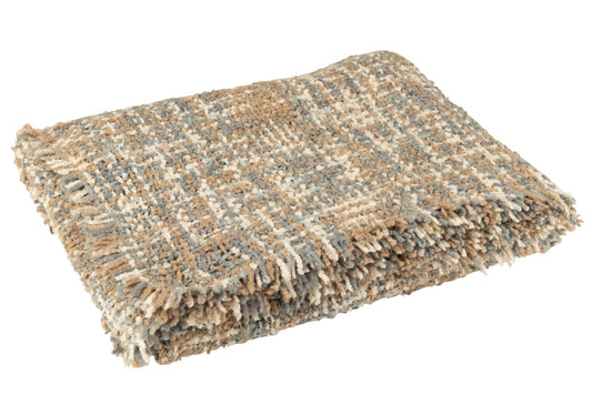 Plaid Tweed Polyester Light Blue/Beige