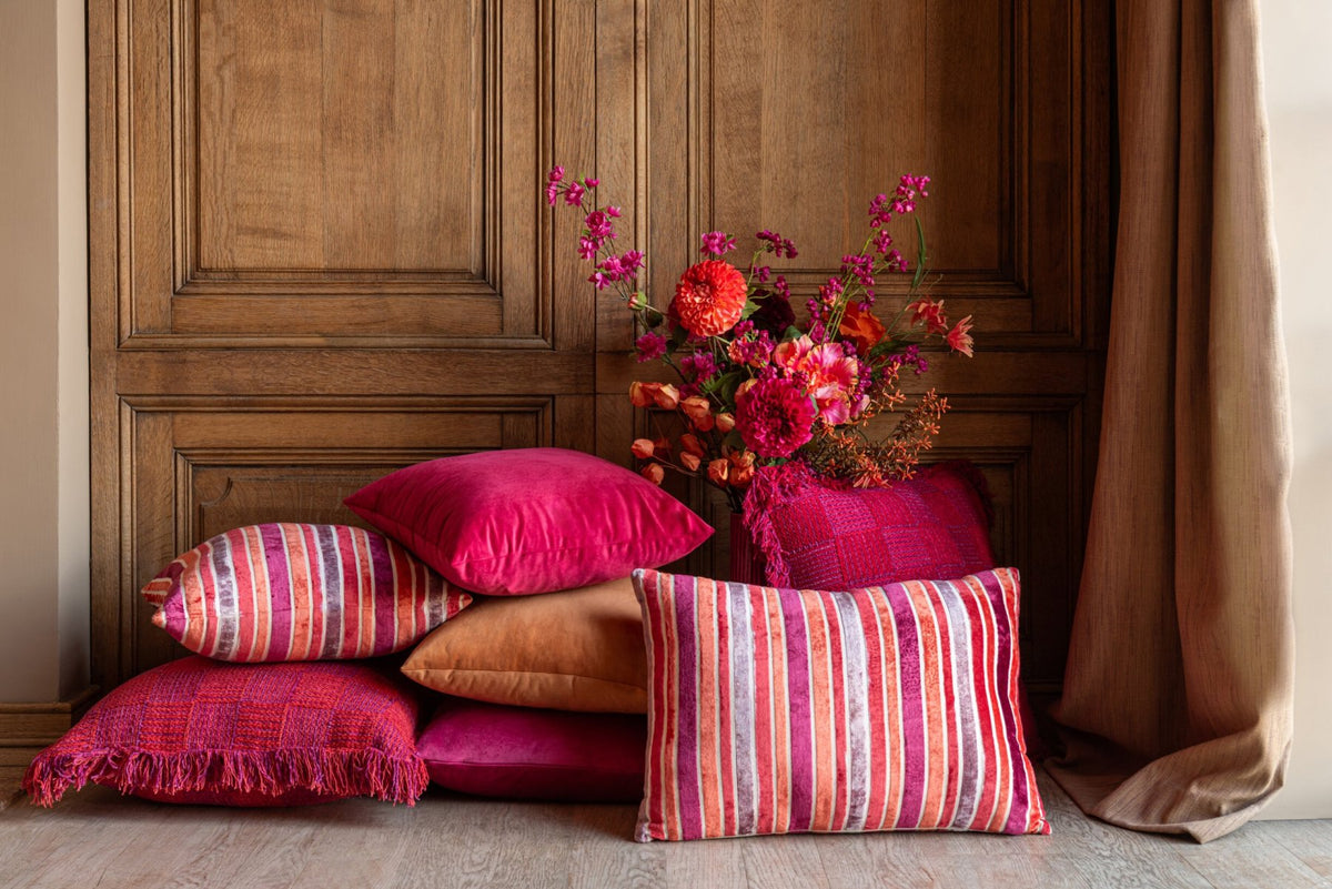 Cushion Velvet Ochre/Pink Assortment Of 3