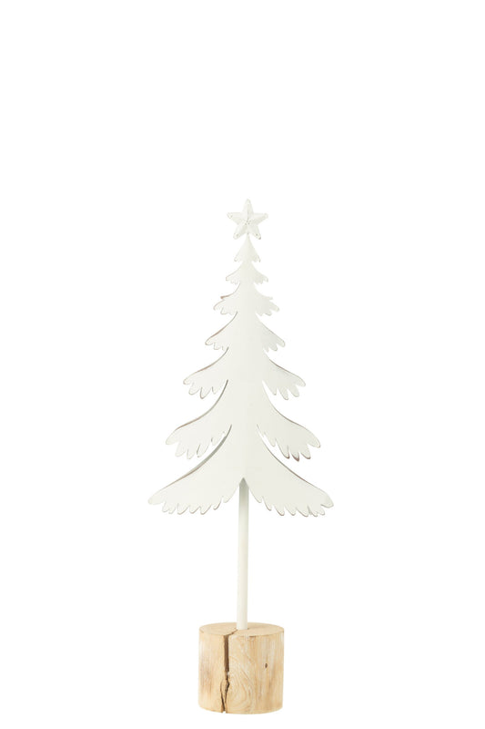 Christmas Tree On Foot+Star Metal/Wood White Small