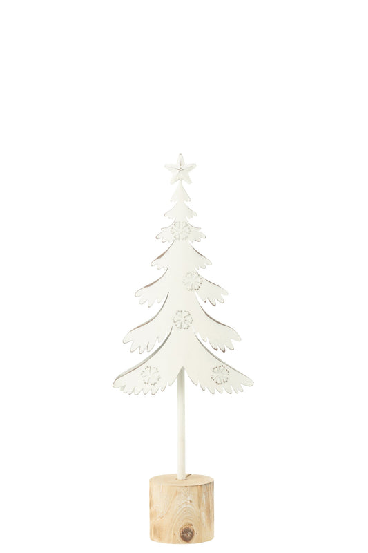 Christmas Tree On Foot+Star Metal/Wood White Small
