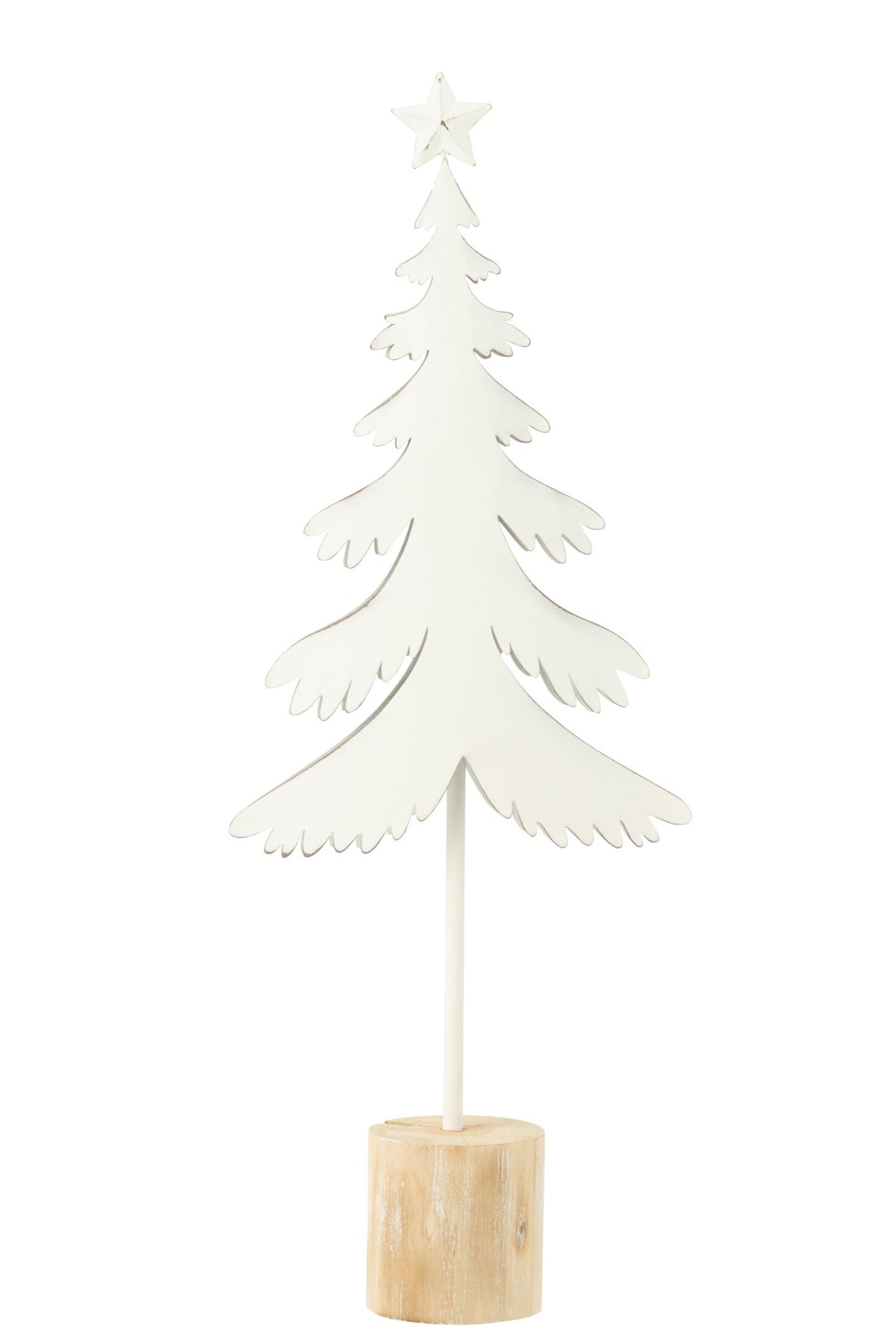Christmas Tree On Foot+Star Metal/Wood White Large