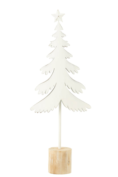 Christmas Tree On Foot+Star Metal/Wood White Large