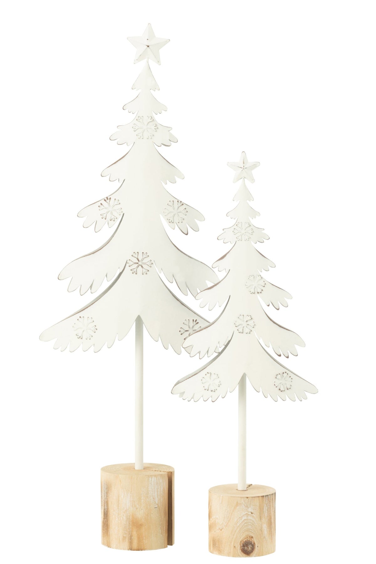 Christmas Tree On Foot+Star Metal/Wood White Large