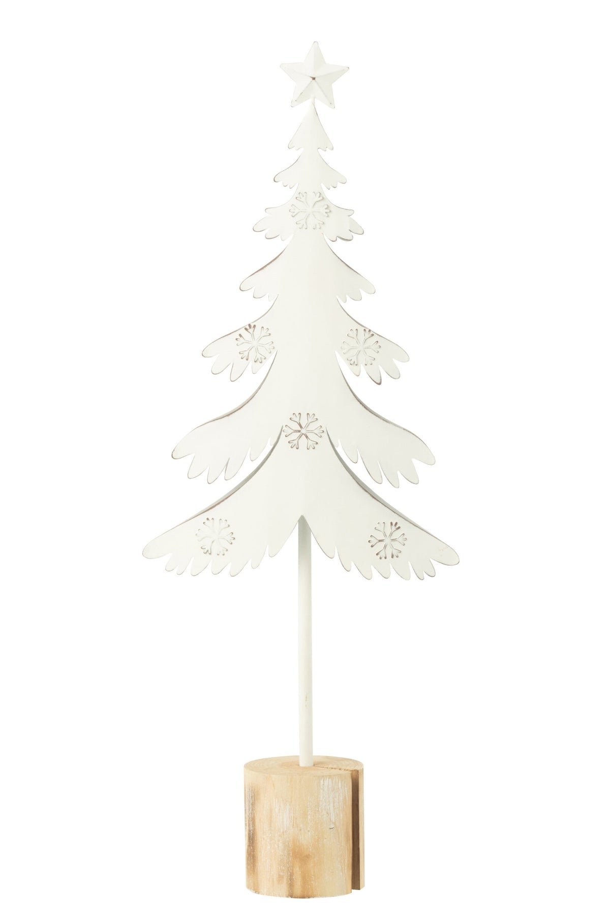 Christmas Tree On Foot+Star Metal/Wood White Large