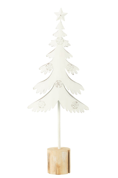 Christmas Tree On Foot+Star Metal/Wood White Large