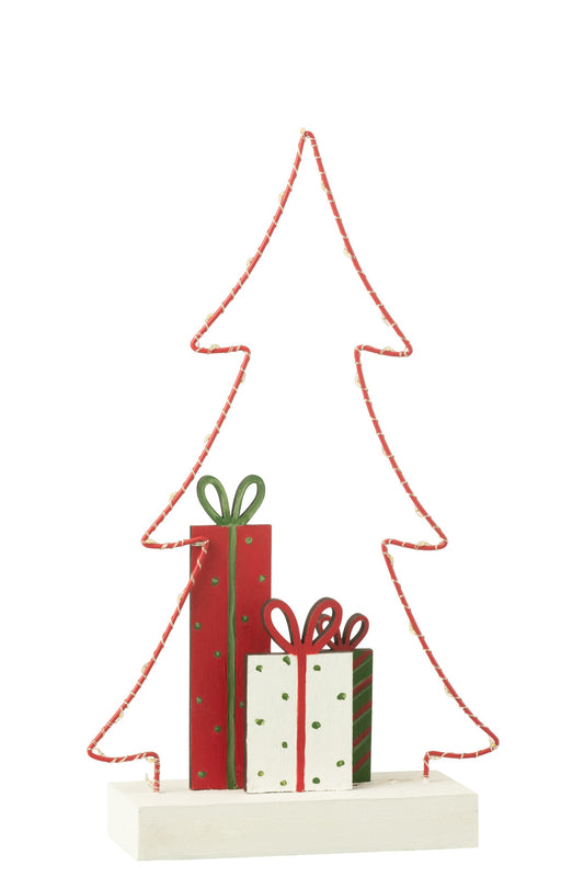 Christmas Tree+Gifts LED White/Red/Green Large