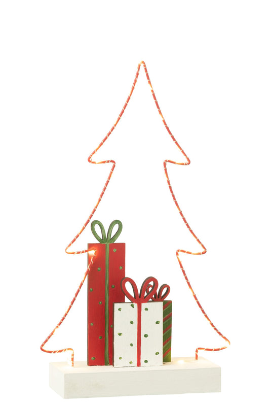 Christmas Tree+Gifts LED White/Red/Green Large