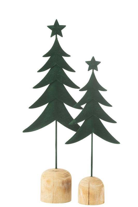 Christmas Tree On Foot+Star Metal/Wood Dark Green Large
