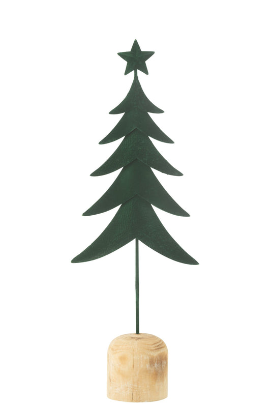 Christmas Tree On Foot+Star Metal/Wood Dark Green Large