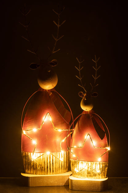 Reindeer Deco+Scarf/Glasses LED Metal Rust/Gold Large