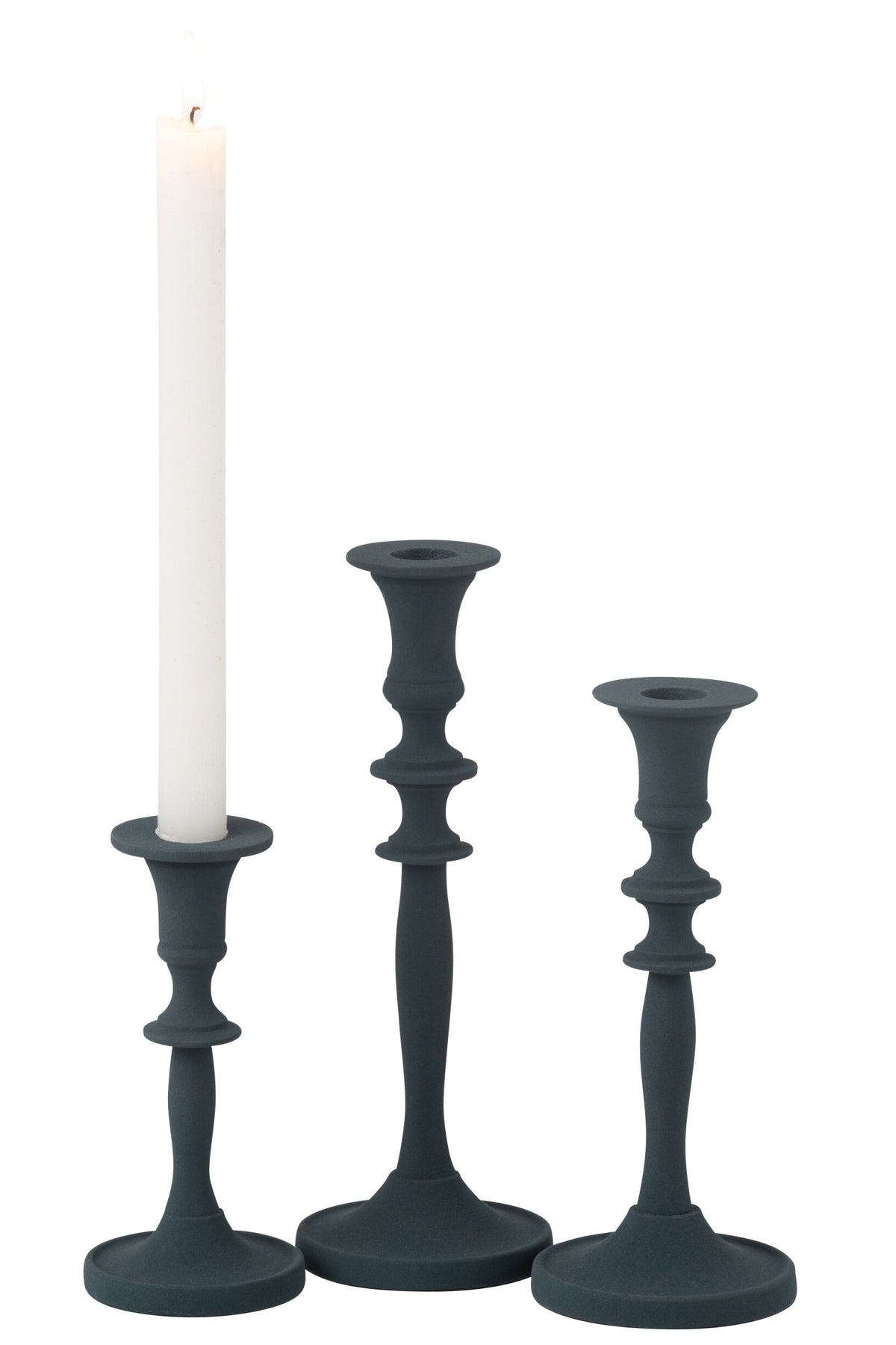 Set Van 3 Kaarshouders Klassiek Aluminium Blauw