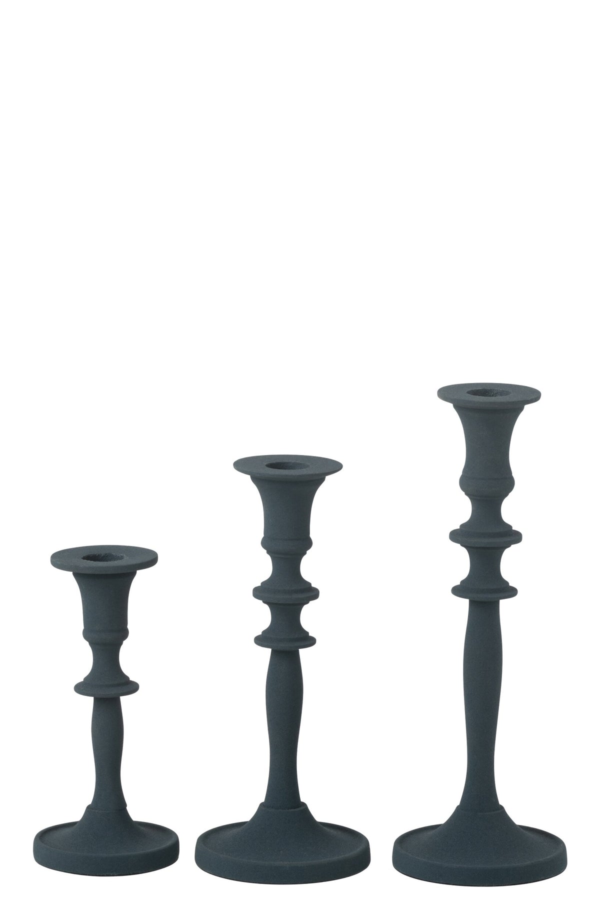 Set Van 3 Kaarshouders Klassiek Aluminium Blauw