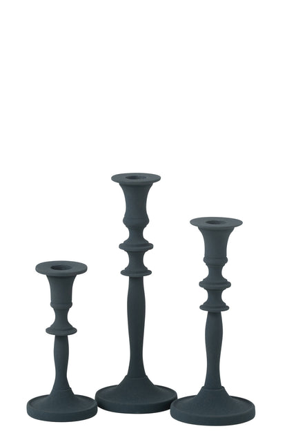 Set Van 3 Kaarshouders Klassiek Aluminium Blauw