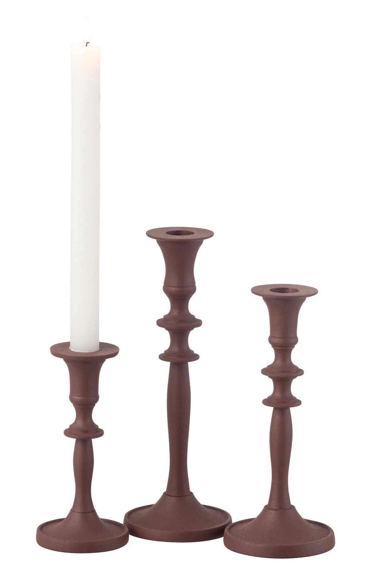 Set Van 3 Kaarshouders Klassiek  Aluminium Kastanjebruin