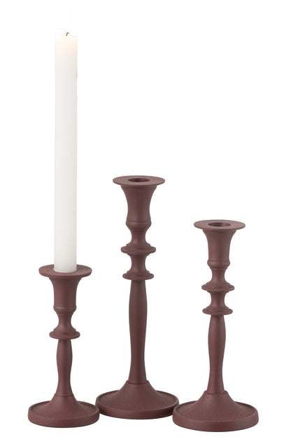 Set Van 3 Kaarshouders Klassiek  Aluminium Kastanjebruin