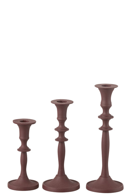 Set Van 3 Kaarshouders Klassiek  Aluminium Kastanjebruin