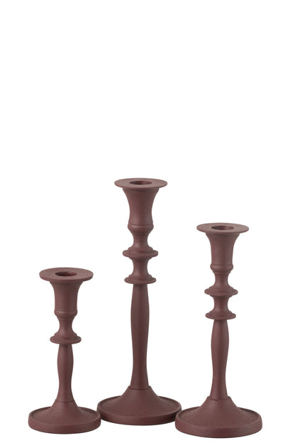 Set Van 3 Kaarshouders Klassiek  Aluminium Kastanjebruin