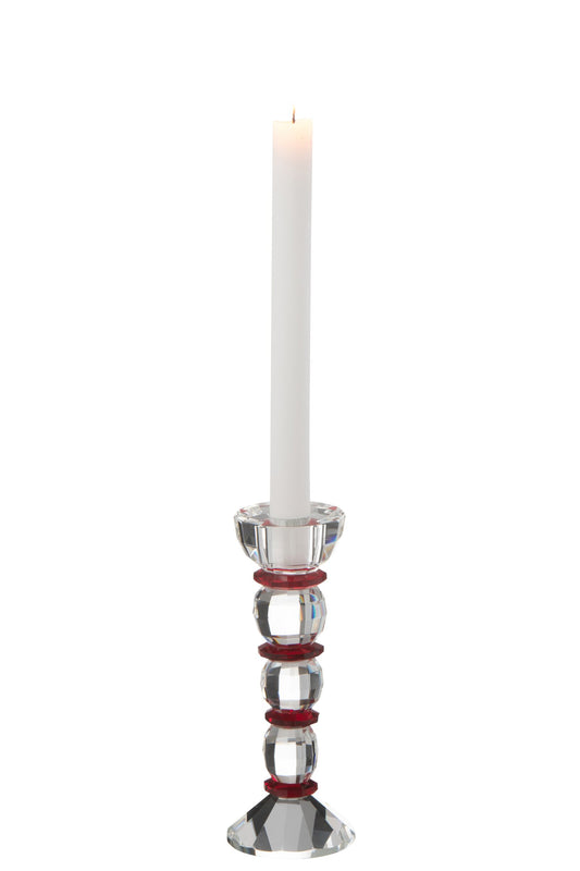 Kandelaar Annie Kristal Rood/Transparant Small