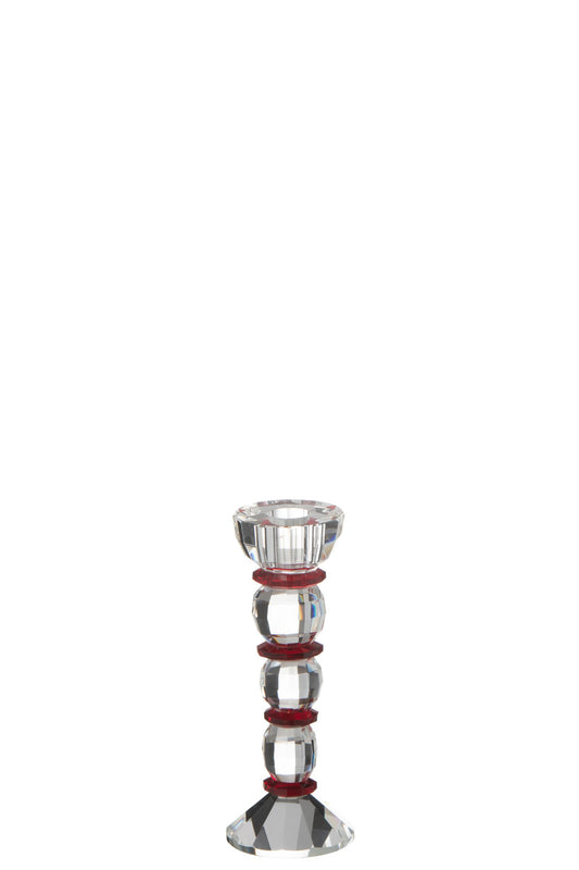 Kandelaar Annie Kristal Rood/Transparant Small