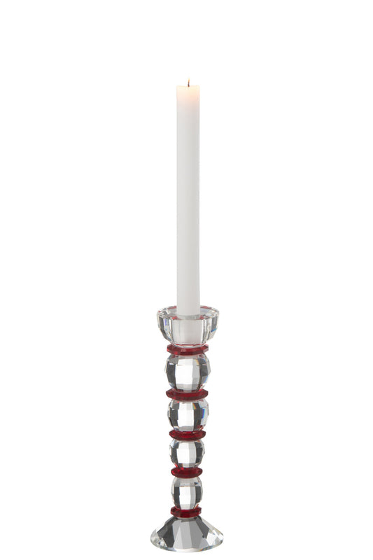 Kandelaar Annie Kristal Rood/Transparant Large