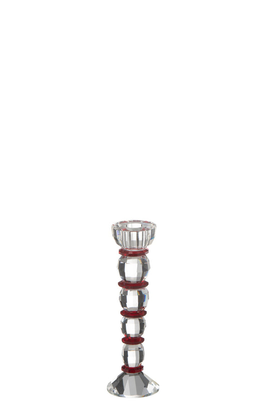 Kandelaar Annie Kristal Rood/Transparant Large