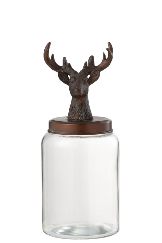 Large glass/resin deer pot, transparent/bronze