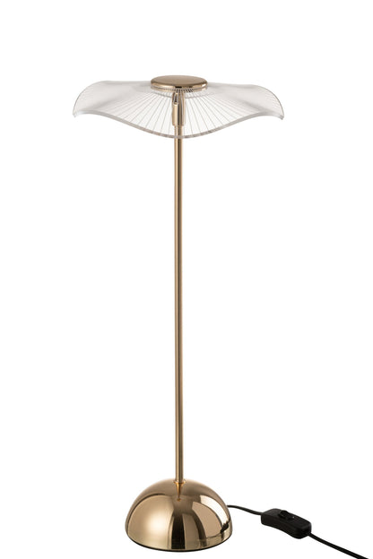 Table lamp led flower metal/plastic gold large