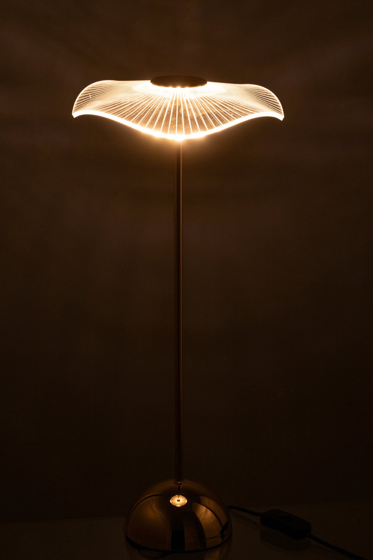 Table lamp led flower metal/plastic gold large