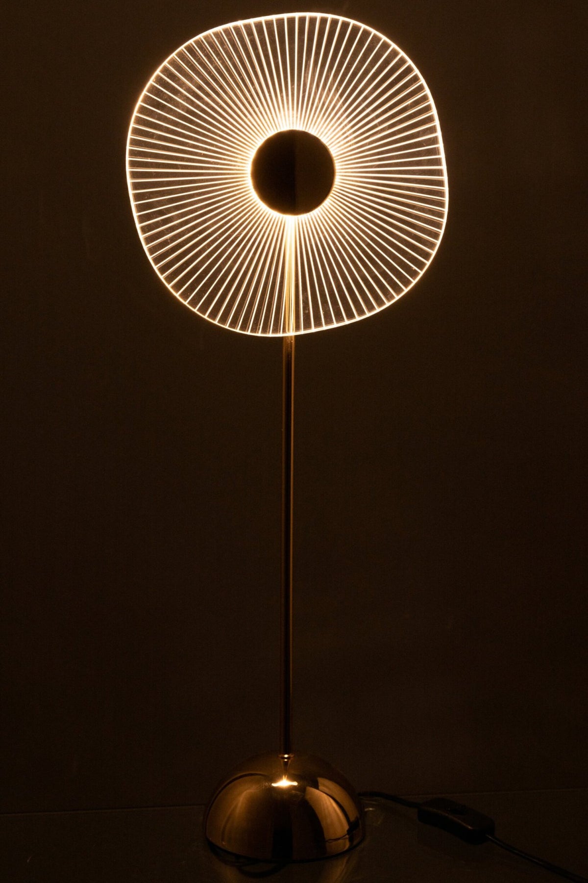 Table lamp led flower metal/plastic gold large