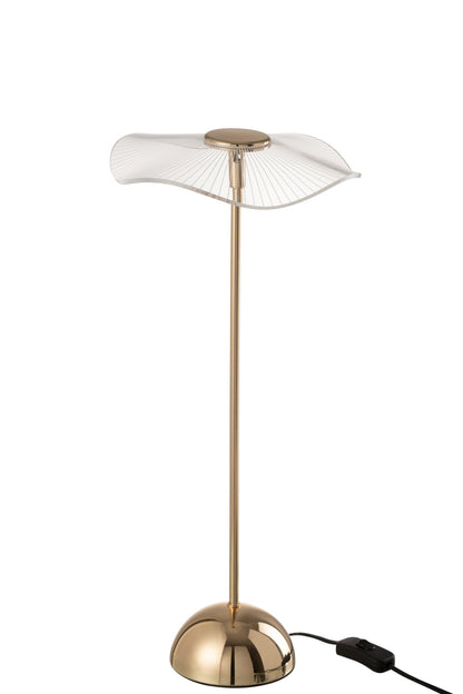Table lamp led flower metal/plastic gold large