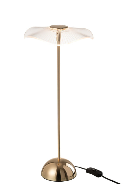 Table lamp led flower metal/plastic gold large