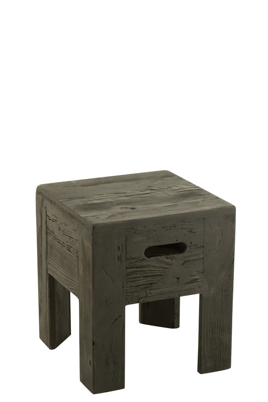 Stool Will Pine Wood Black
