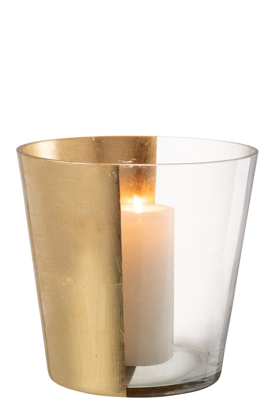Windlicht Boe Glas Transparant/Goud Large