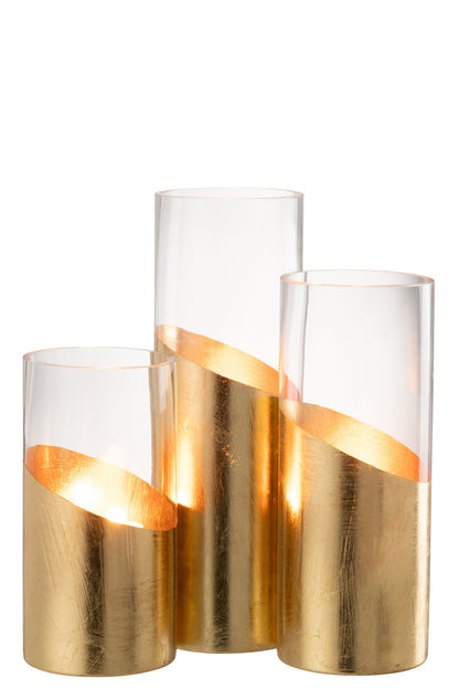 Windlicht Moa Glas Transparant/Goud Large
