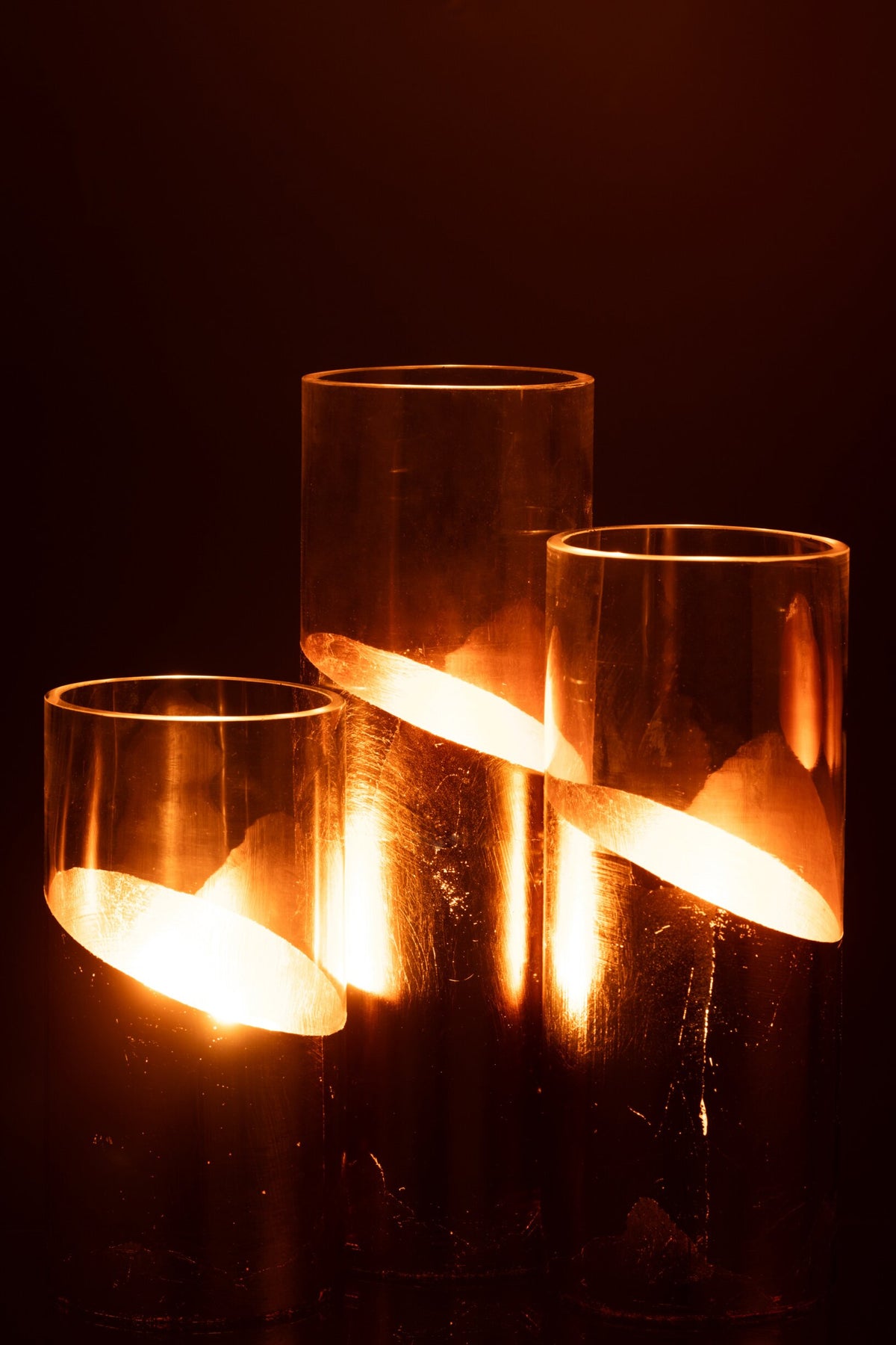 Windlicht Moa Glas Transparant/Goud Large