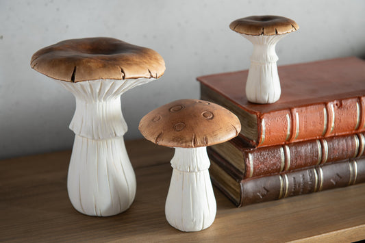 Mushroom Porcelain White/Brown Small Assortment Of 2