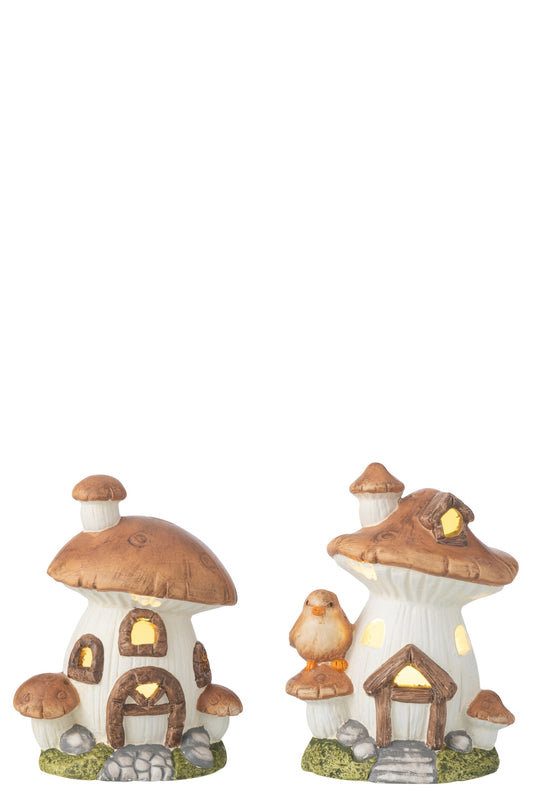 Mushroom House LED Porcelain Mix Assortment Of 2