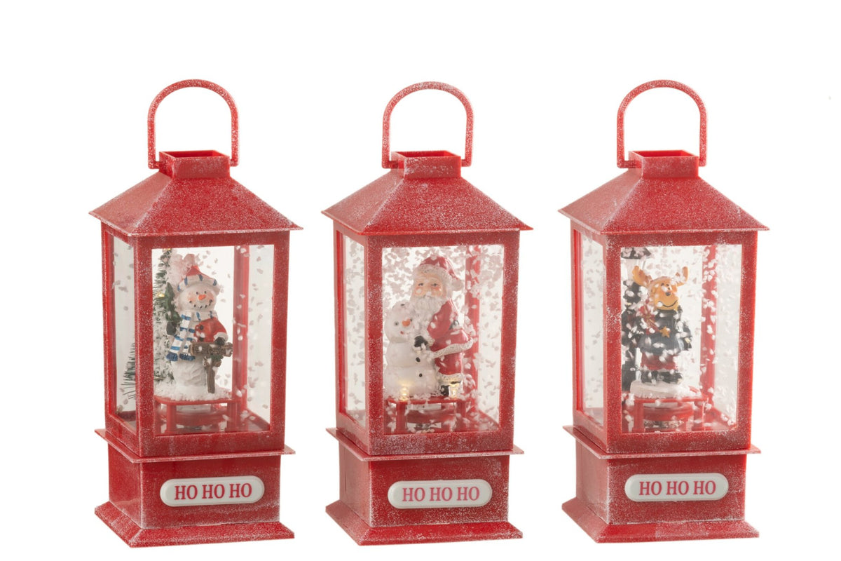 Snowglobe Lantern LED Christmas Resin Assortment Of 3