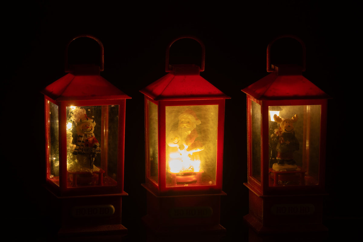 Snowglobe Lantern LED Christmas Resin Assortment Of 3