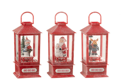 Snowglobe Lantern LED Christmas Resin Assortment Of 3
