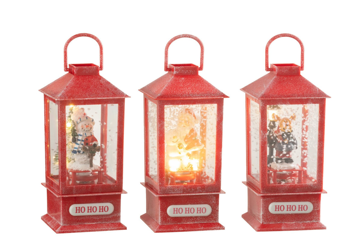 Snowglobe Lantern LED Christmas Resin Assortment Of 3