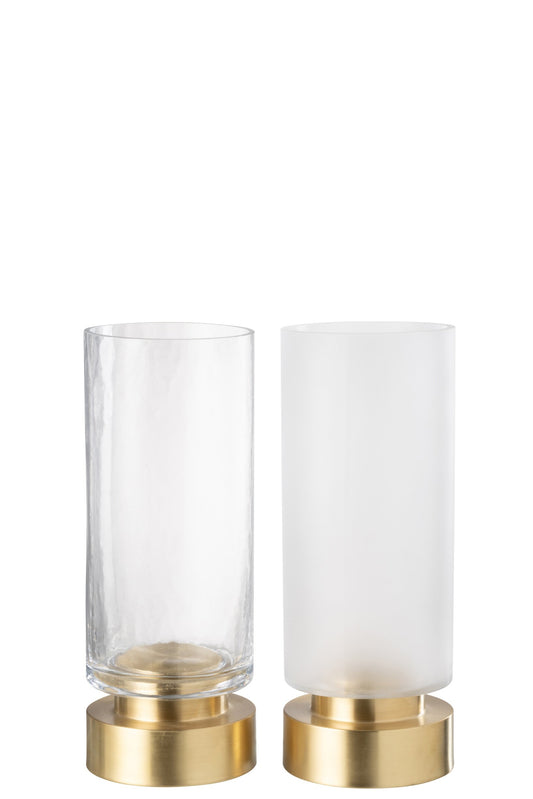 Candleholder/Vase Pia Glass/Copper Transparent/Gold Medium Assortment Of 2