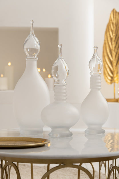 Vase+Cap Phial Deco Jo Glass Transparent Large