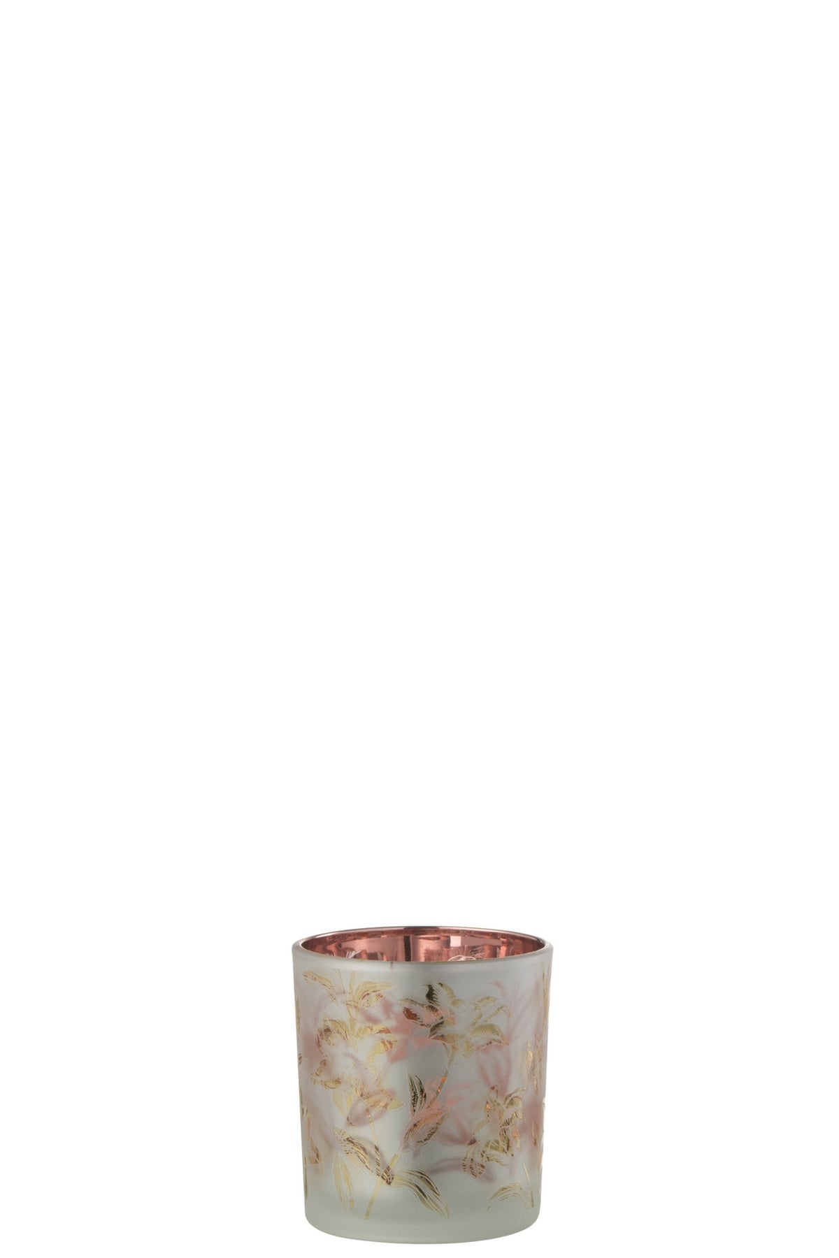 T-Lichthouder Bloemen Glas Mat Wit/Rood/Goud Small