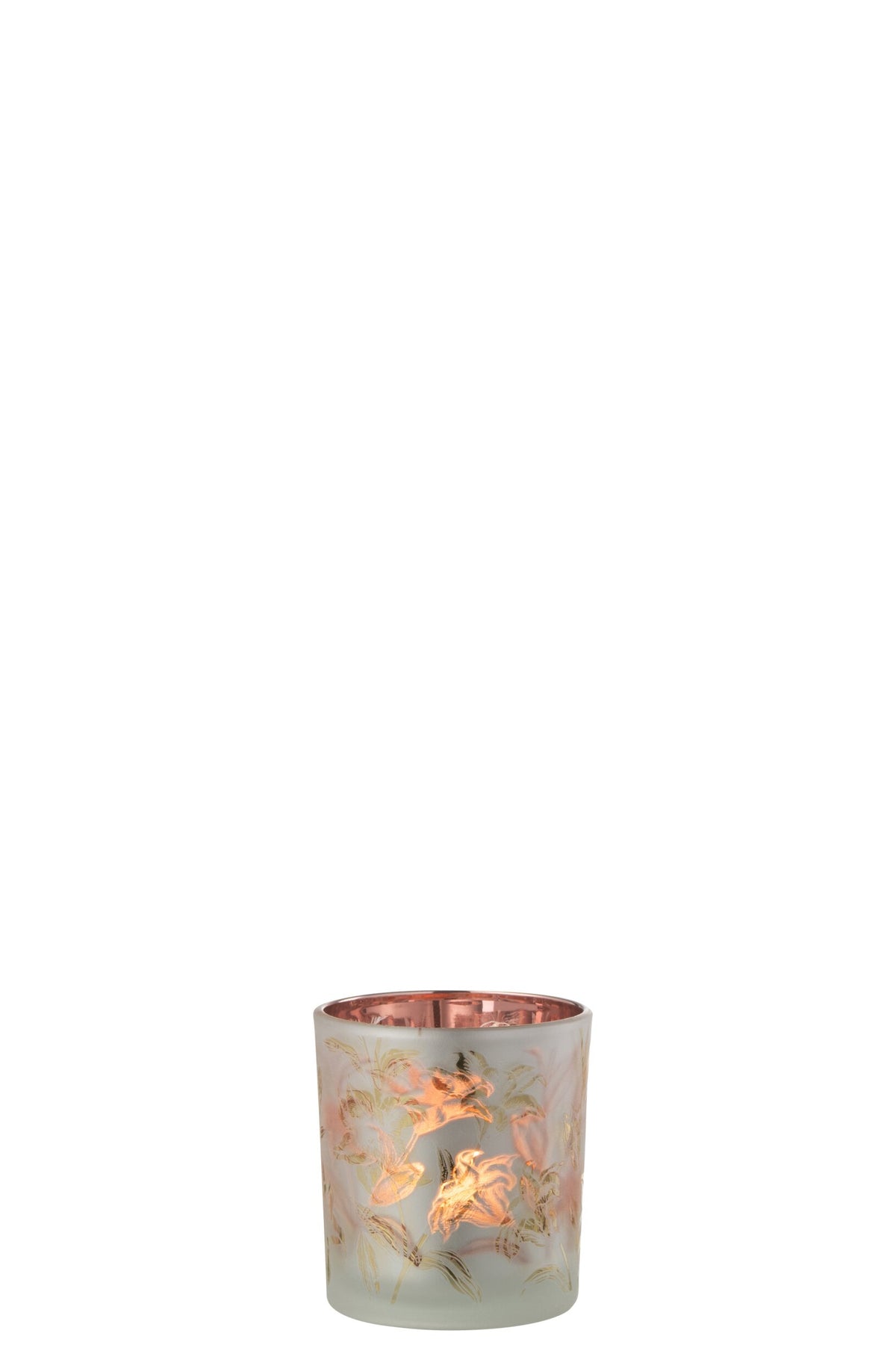 T-Lichthouder Bloemen Glas Mat Wit/Rood/Goud Small