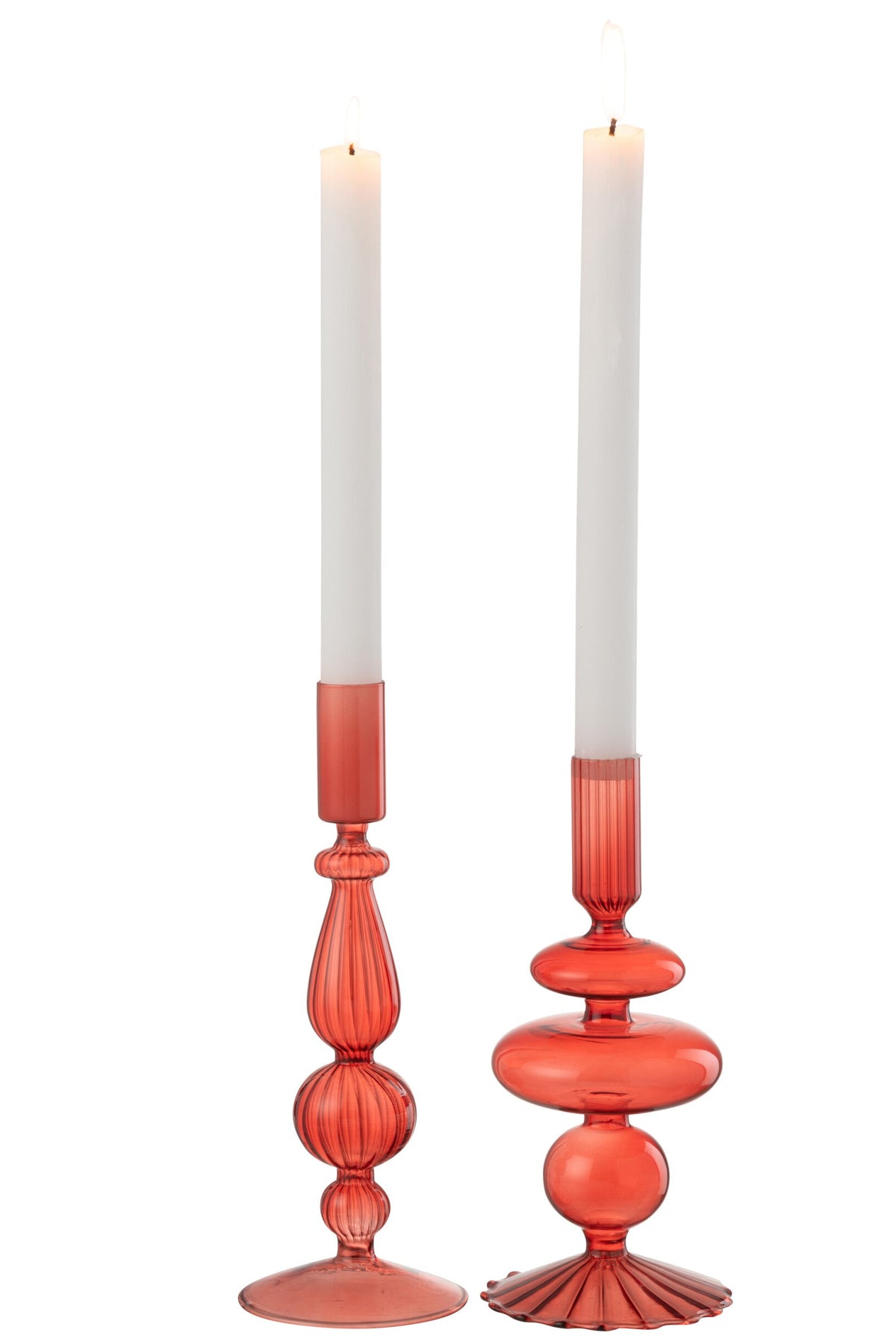 Kaarshouder Bollen Mix Glas Rood Assortiment Van 2