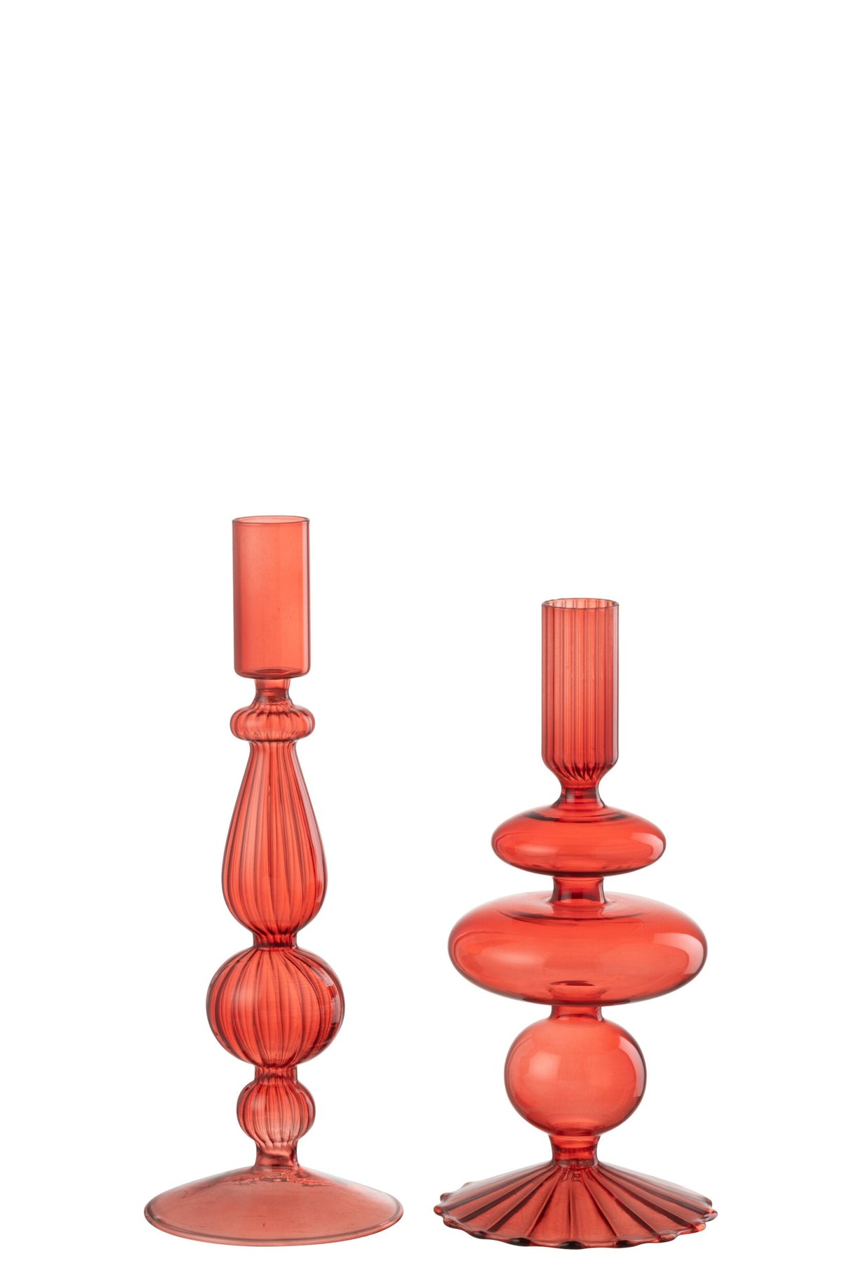 Kaarshouder Bollen Mix Glas Rood Assortiment Van 2
