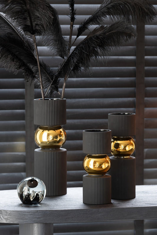 Paperweight Magic Glass Gold/Black Medium