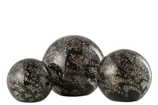 Paperweight Stardust Glass Gold/Black Large
